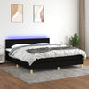 vidaXL Cama box spring con colchón LED tela negro 160x200 cm