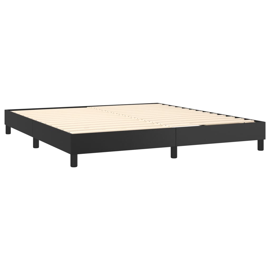 vidaXL Cama box spring colchón y LED cuero sintético negro 160x200 cm