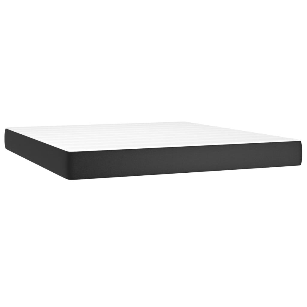 vidaXL Cama box spring colchón y LED cuero sintético negro 160x200 cm