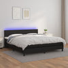 vidaXL Cama box spring colchón y LED cuero sintético negro 160x200 cm