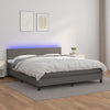 vidaXL Cama box spring colchón y LED cuero sintético gris 160x200 cm