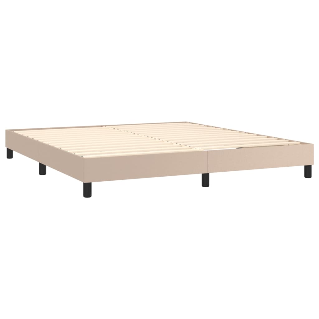 vidaXL Cama box spring colchón LED cuero sintético capuchino 180x200cm