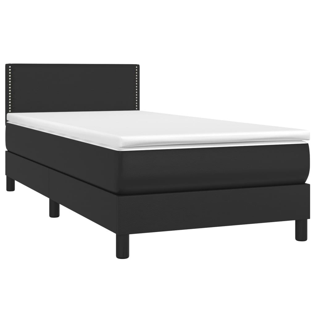 vidaXL Cama box spring y colchón LED cuero sintético negro 90x200 cm