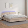 vidaXL Cama box spring colchón LED cuero sintético capuchino 180x200cm