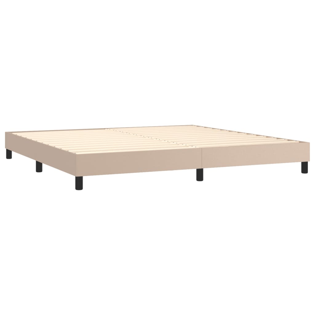 vidaXL Cama box spring colchón LED cuero sintético capuchino 200x200cm