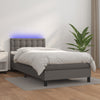 vidaXL Cama box spring y colchón LED cuero sintético gris 80x200 cm