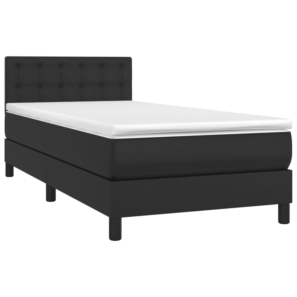 vidaXL Cama box spring colchón y LED cuero sintético negro 100x200 cm