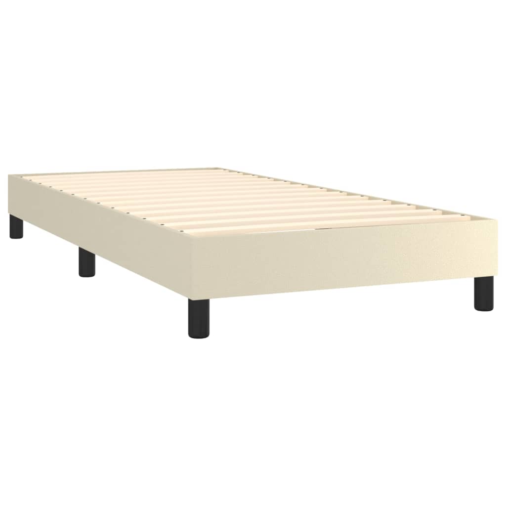 vidaXL Cama box spring colchón y LED cuero sintético crema 100x200 cm