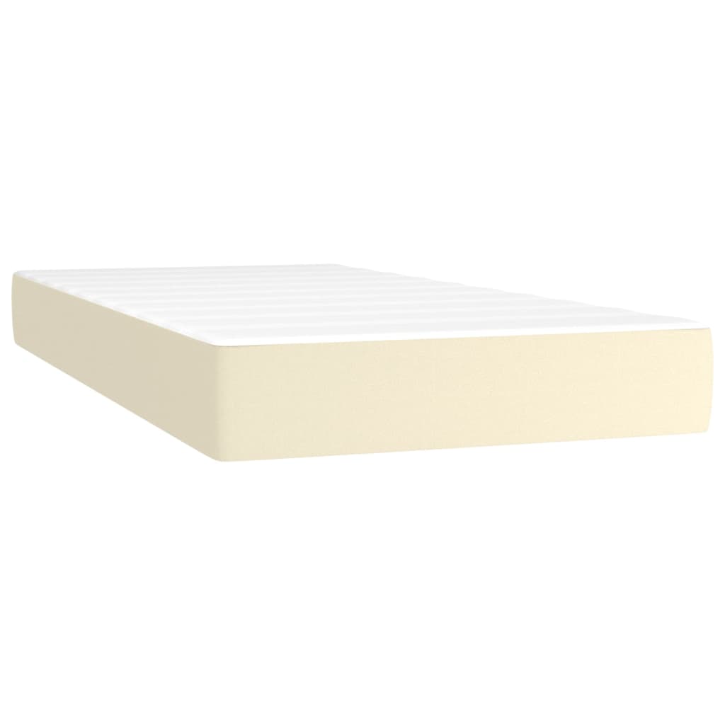 vidaXL Cama box spring colchón y LED cuero sintético crema 100x200 cm