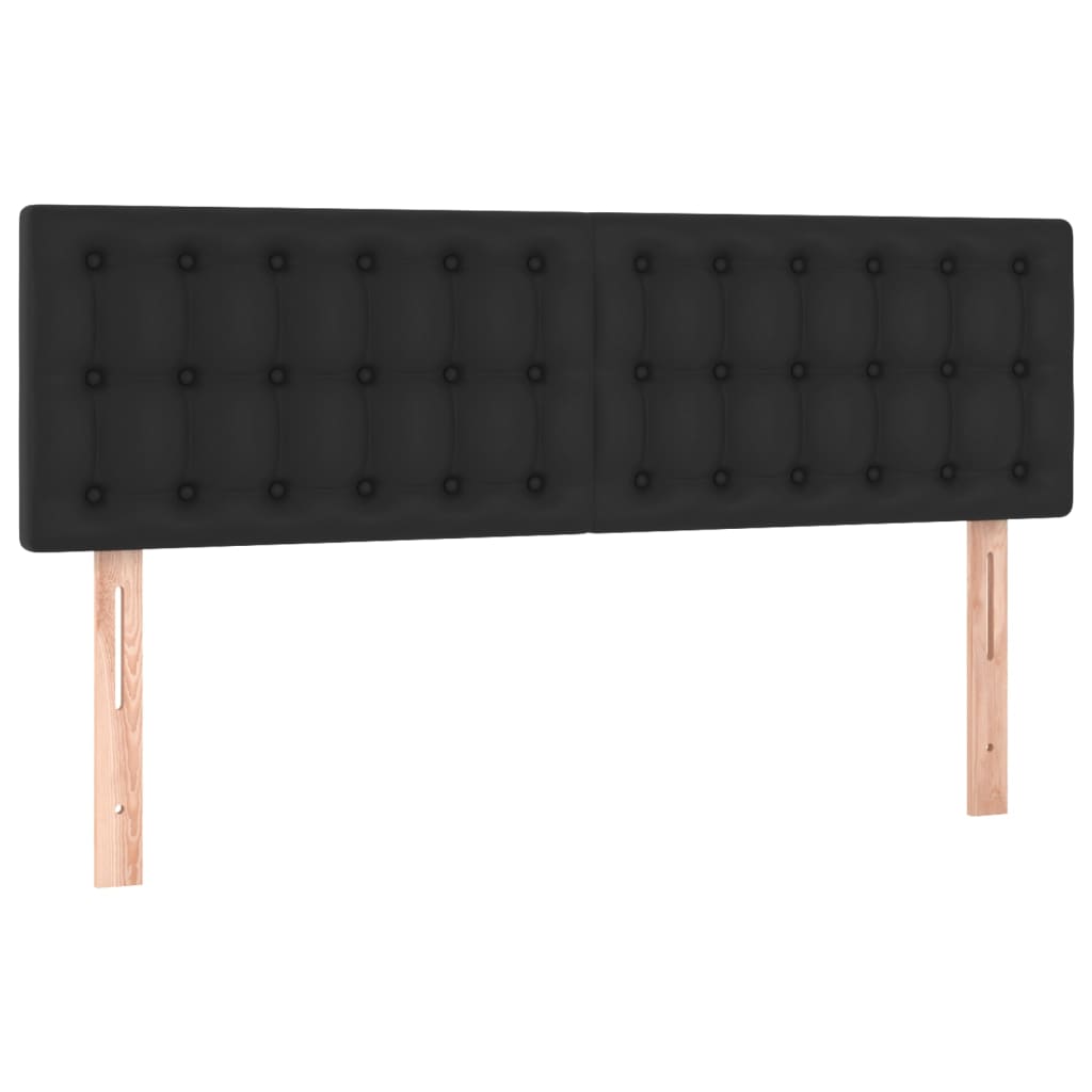 vidaXL Cama box spring colchón y LED cuero sintético negro 140x190 cm