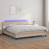 vidaXL Cama box spring colchón LED cuero sintético capuchino 200x200cm