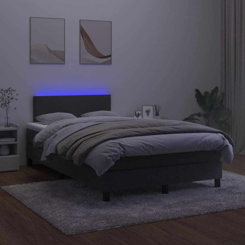 vidaXL Cama box spring colchón y LED terciopelo negro 120x200 cm