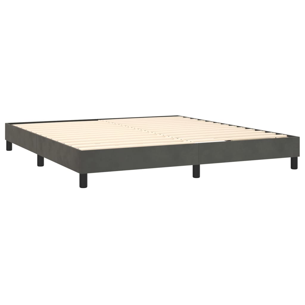 vidaXL Cama box spring colchón y LED terciopelo gris oscuro 160x200 cm