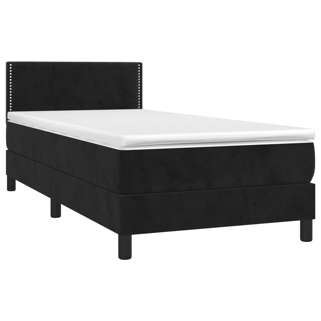 vidaXL Cama box spring colchón y LED terciopelo negro 90x190 cm