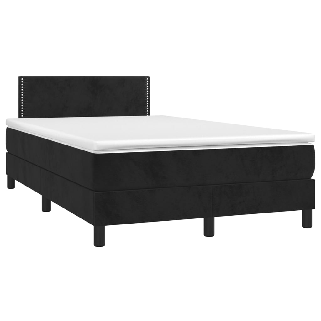 vidaXL Cama box spring colchón y LED terciopelo negro 120x200 cm