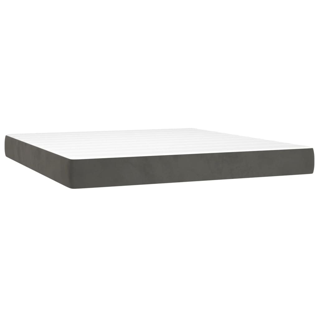 vidaXL Cama box spring colchón y LED terciopelo gris oscuro 160x200 cm