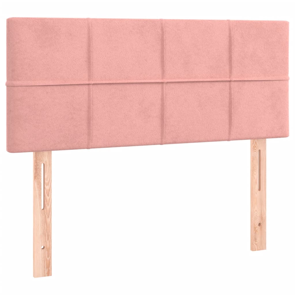 vidaXL Cama box spring colchón y LED terciopelo rosa 90x200 cm