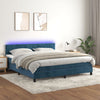 vidaXL Cama box spring colchón y LED terciopelo azul oscuro 160x200 cm