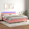 vidaXL Cama box spring colchón y LED terciopelo rosa 180x200 cm