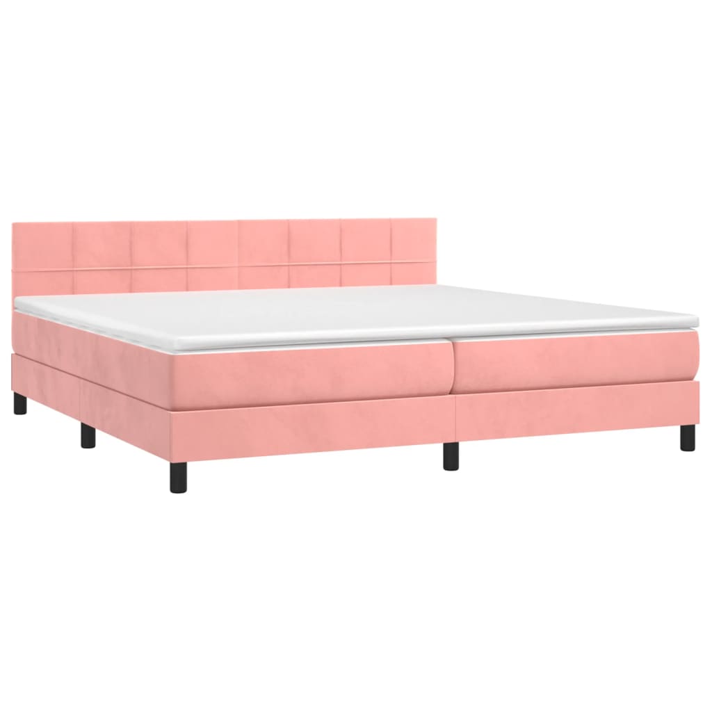 vidaXL Cama box spring colchón y LED terciopelo rosa 200x200 cm