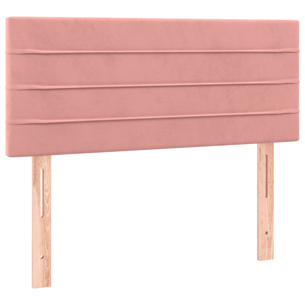 vidaXL Cama box spring colchón y LED terciopelo rosa 90x200 cm