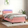 vidaXL Cama box spring colchón y LED terciopelo rosa 90x200 cm