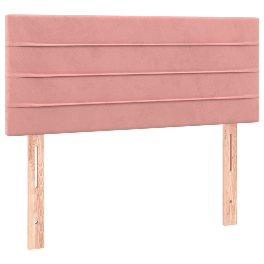 vidaXL Cama box spring colchón y LED terciopelo rosa 100x200 cm