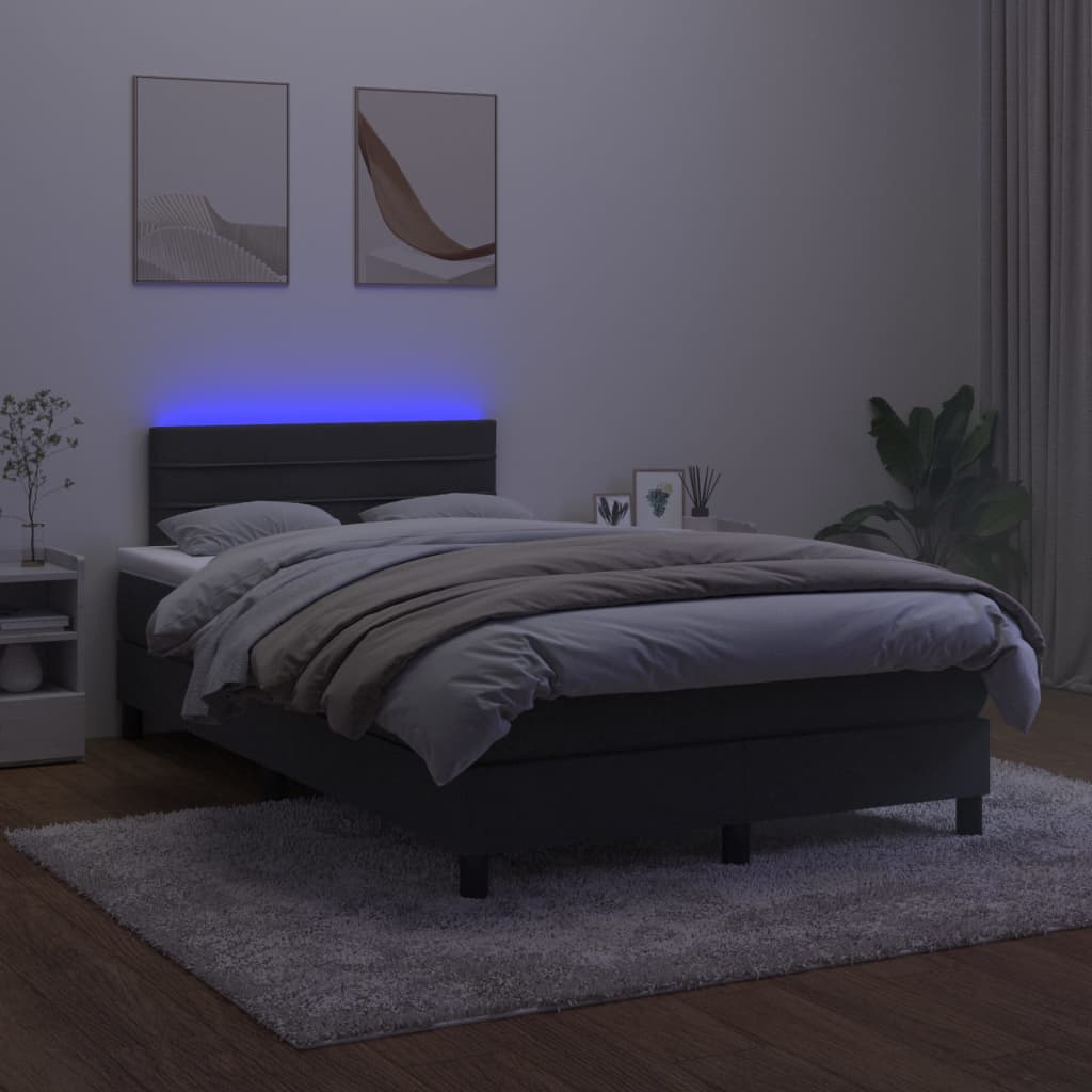 vidaXL Cama box spring colchón y LED terciopelo negro 120x200 cm