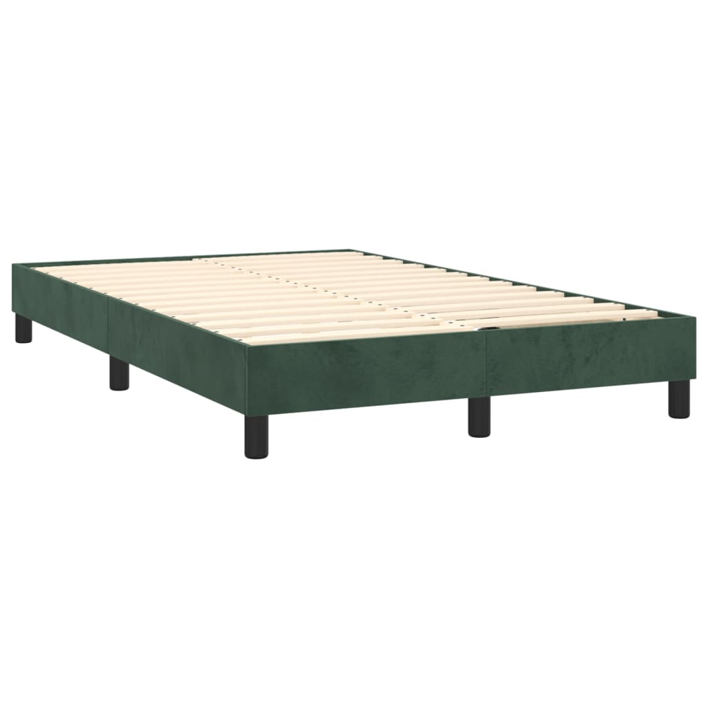 vidaXL Cama box spring colchón y LED terciopelo verde oscuro 120x200cm