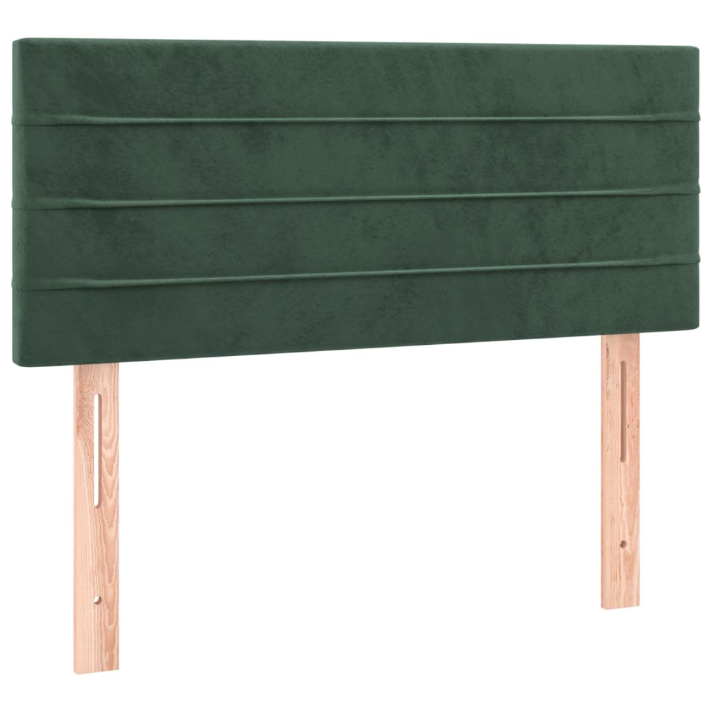 vidaXL Cama box spring colchón y LED terciopelo verde oscuro 120x200cm