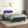 vidaXL Cama box spring colchón y LED terciopelo verde oscuro 120x200cm