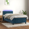 vidaXL Cama box spring colchón y LED terciopelo azul oscuro 80x200 cm