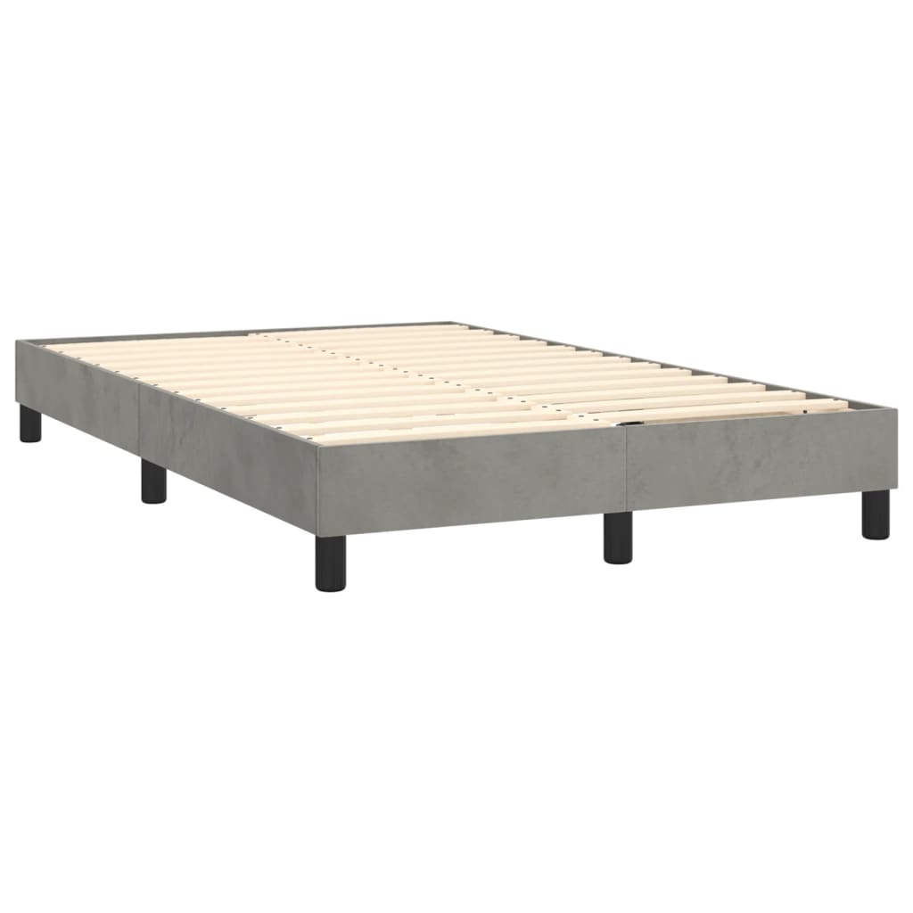 vidaXL Cama box spring colchón y LED terciopelo gris claro 120x200 cm