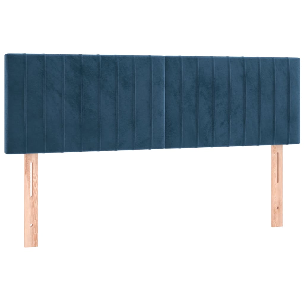 vidaXL Cama box spring colchón y LED terciopelo azul oscuro 140x190 cm