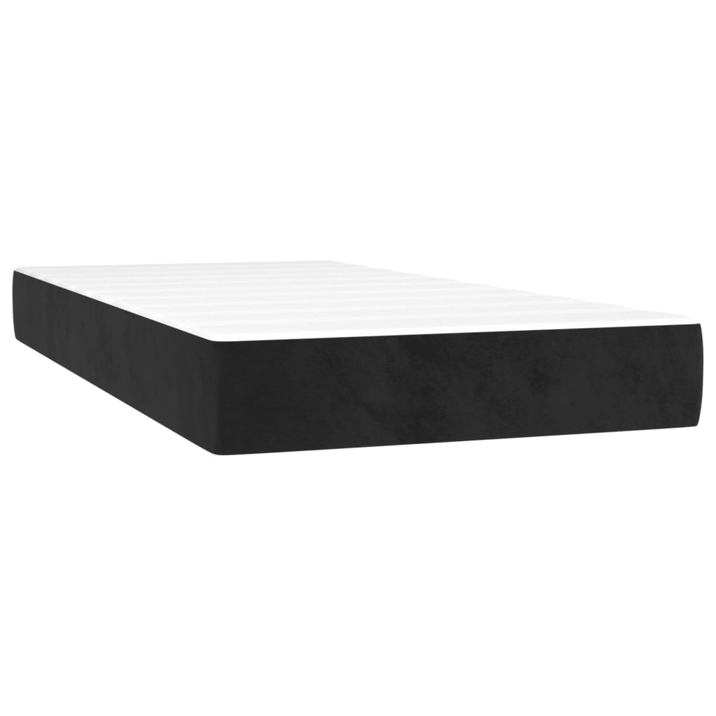 vidaXL Cama box spring colchón y LED terciopelo negro 90x190 cm