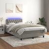 vidaXL Cama box spring colchón y LED terciopelo gris claro 120x200 cm