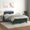 vidaXL Cama box spring colchón y LED terciopelo verde oscuro 120x200cm