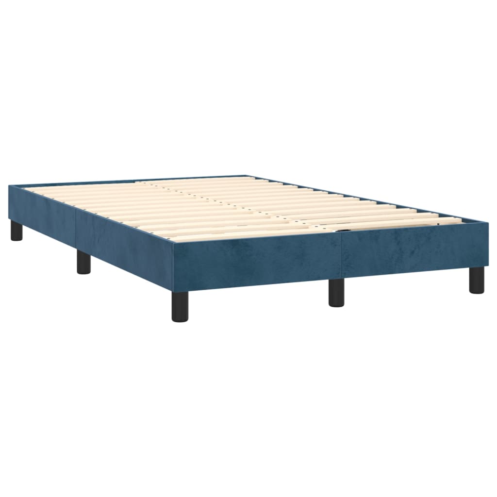 vidaXL Cama box spring colchón y LED terciopelo azul oscuro 120x200 cm