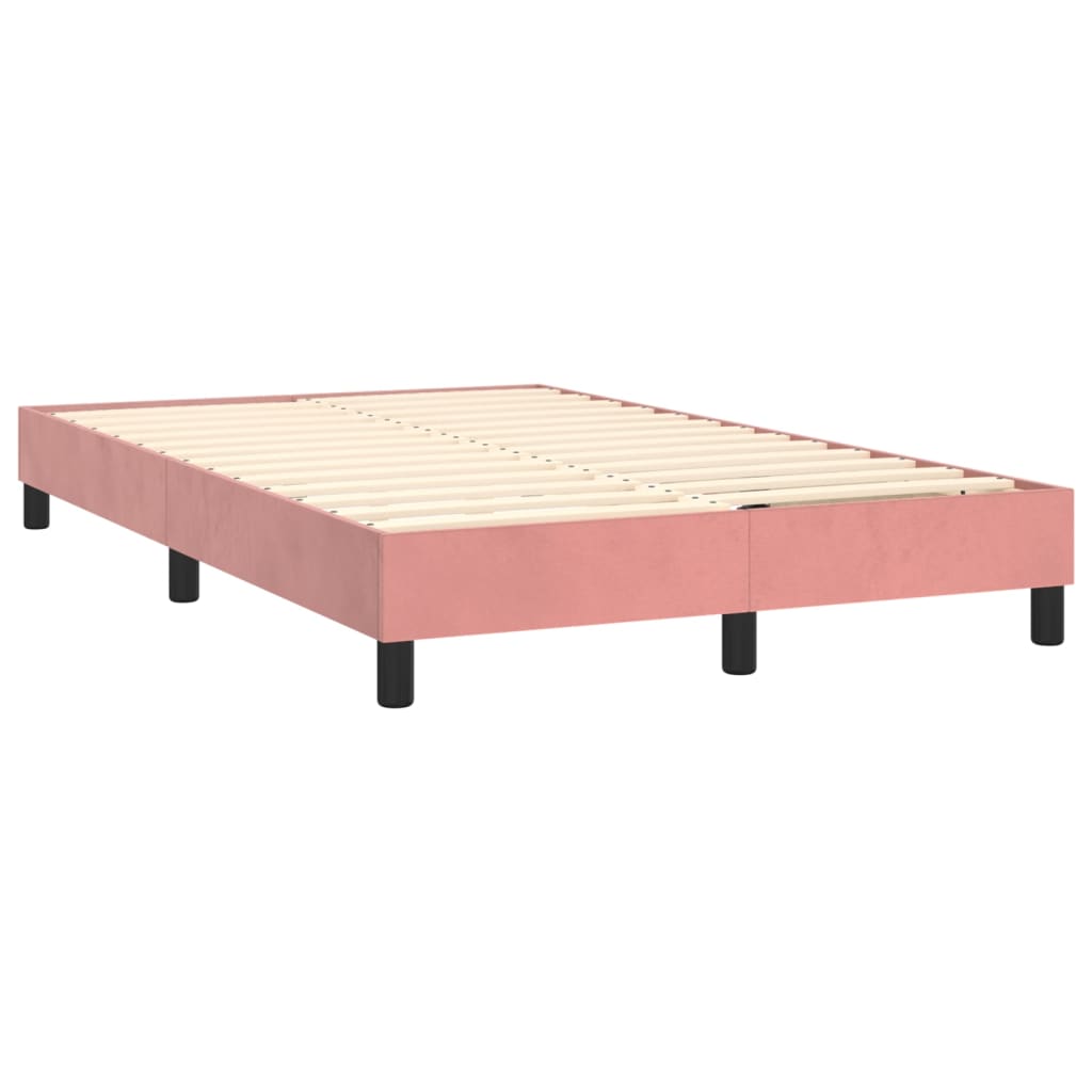 vidaXL Cama box spring colchón y LED terciopelo rosa 120x200 cm