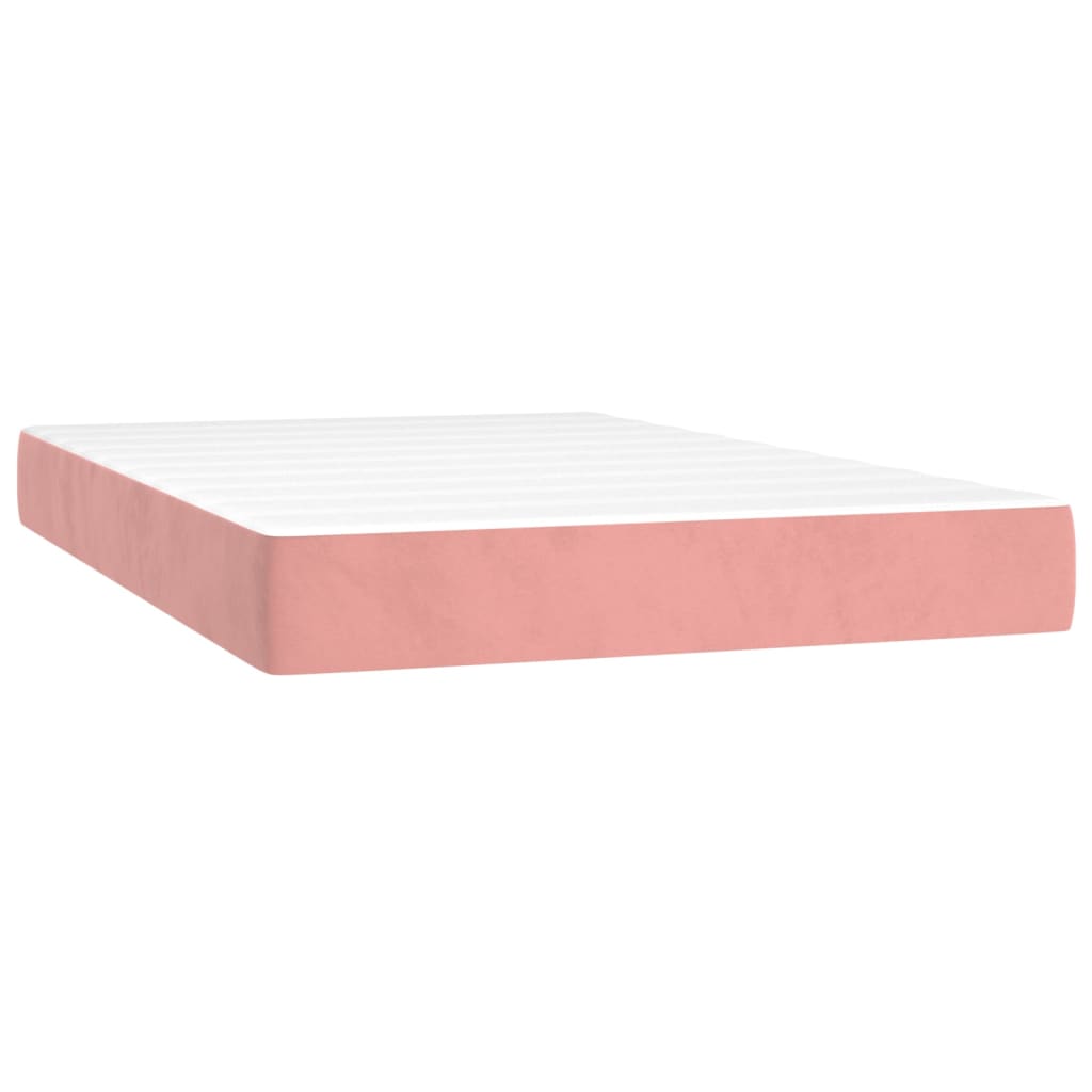 vidaXL Cama box spring colchón y LED terciopelo rosa 120x200 cm