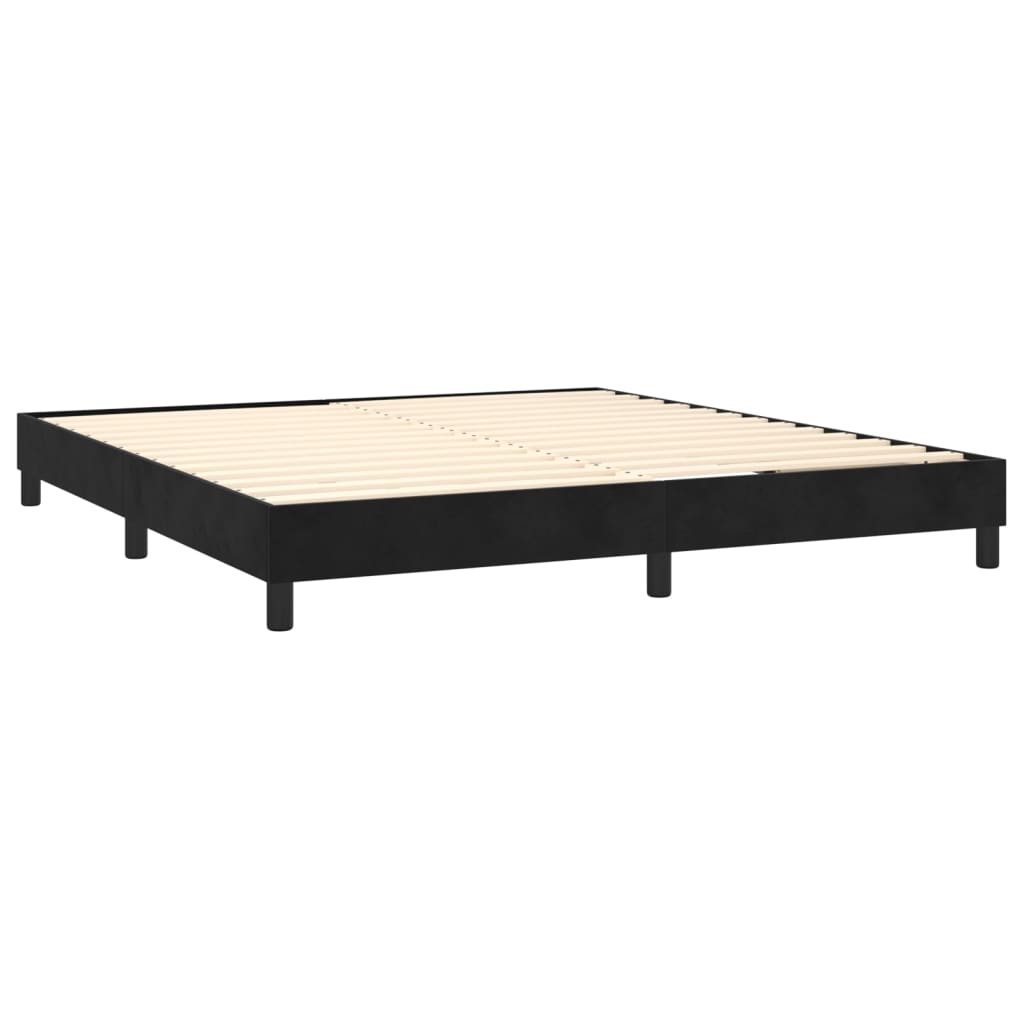 vidaXL Cama box spring colchón y LED terciopelo negro 160x200 cm