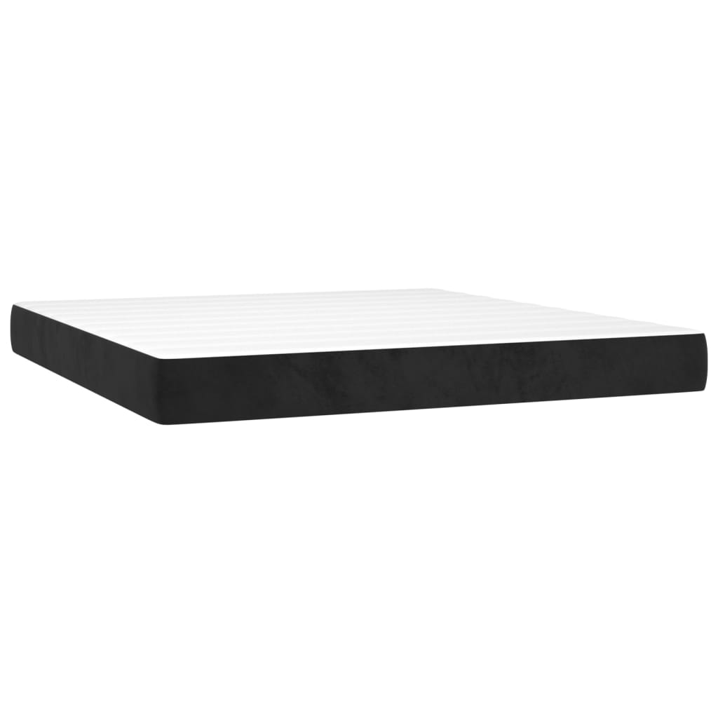 vidaXL Cama box spring colchón y LED terciopelo negro 160x200 cm