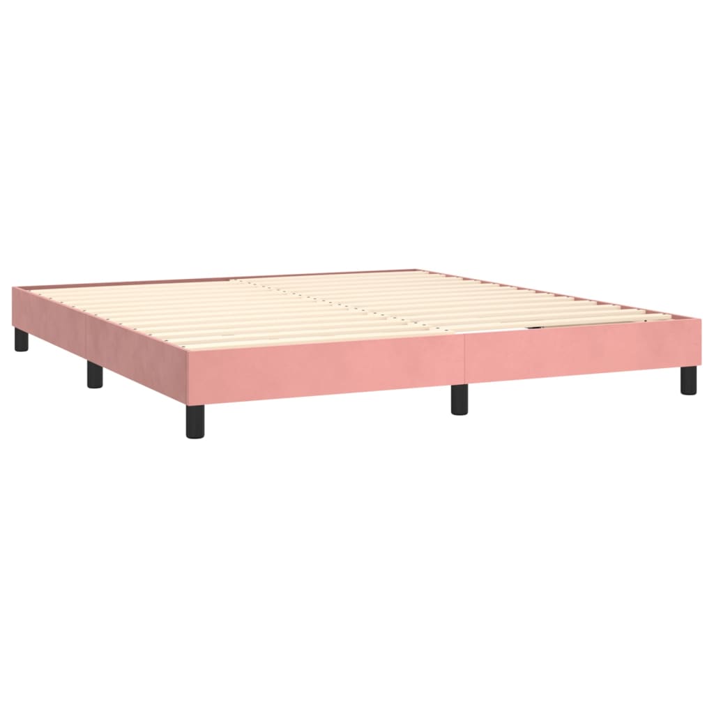 vidaXL Cama box spring colchón y LED terciopelo rosa 160x200 cm