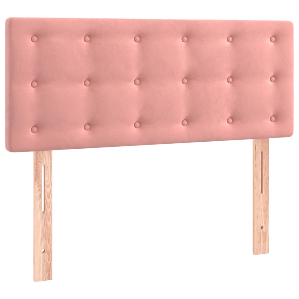 vidaXL Cama box spring colchón y LED terciopelo rosa 90x200 cm