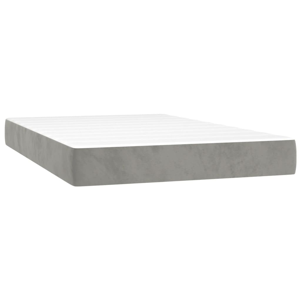 vidaXL Cama box spring colchón y LED terciopelo gris claro 120x200 cm