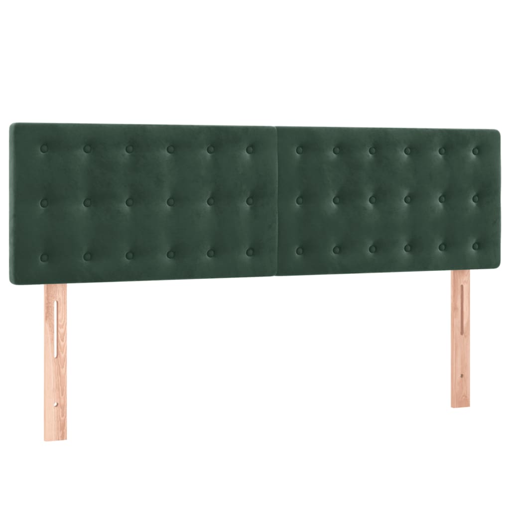 vidaXL Cama box spring colchón y LED terciopelo verde oscuro 140x200cm