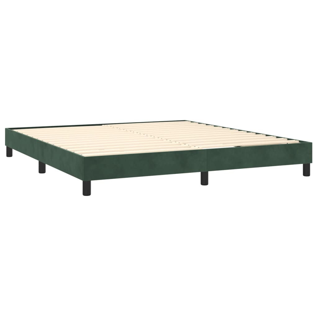 vidaXL Cama box spring colchón y LED terciopelo verde oscuro 180x200cm