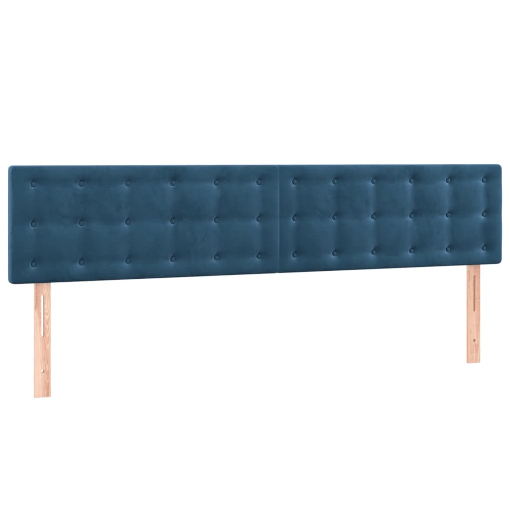 vidaXL Cama box spring colchón y LED terciopelo azul oscuro 180x200 cm