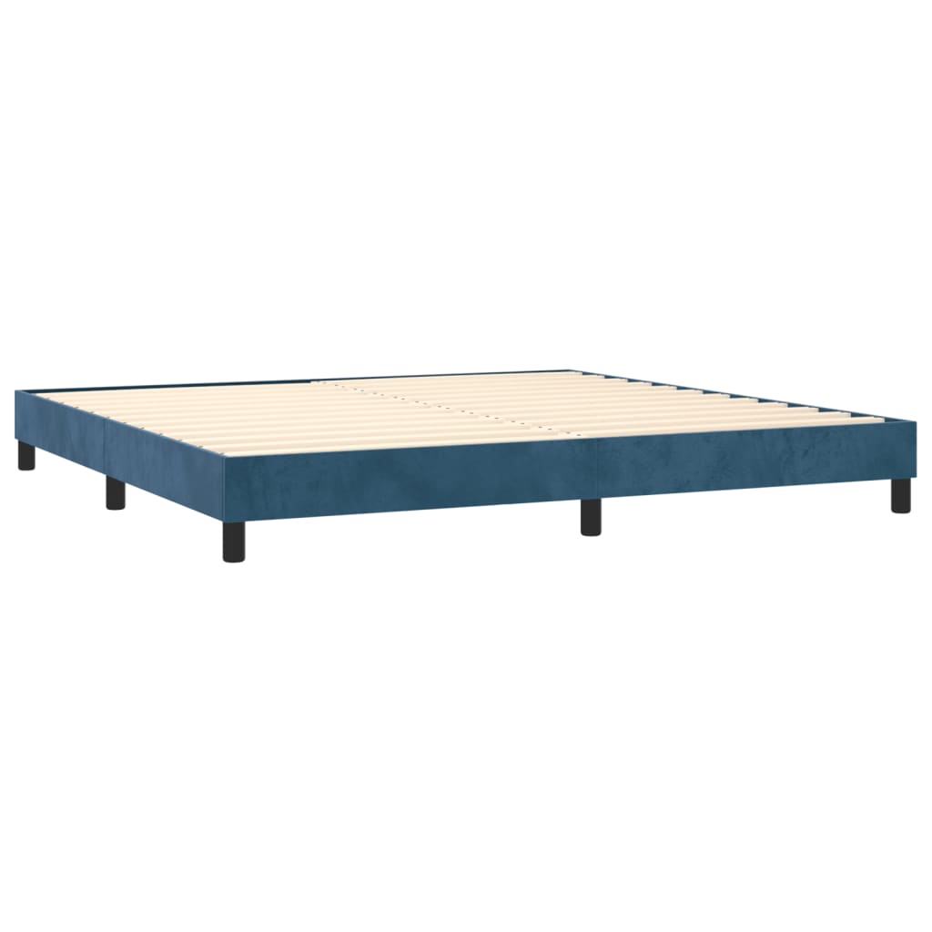 vidaXL Cama box spring colchón y LED terciopelo azul oscuro 200x200 cm