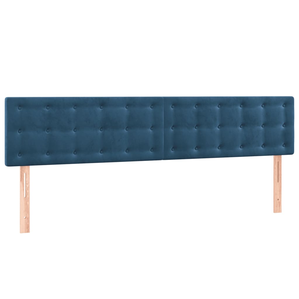 vidaXL Cama box spring colchón y LED terciopelo azul oscuro 200x200 cm